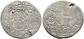 Württemberg-Weiltingen. Julius Friedrich 1617-1635. 

Kipper-1/2 Hirschgulden zu 30 Kreuzer 1622 -Brenz-. Raff 9, Ebner 7, Slg. Wurster 1172. selten...