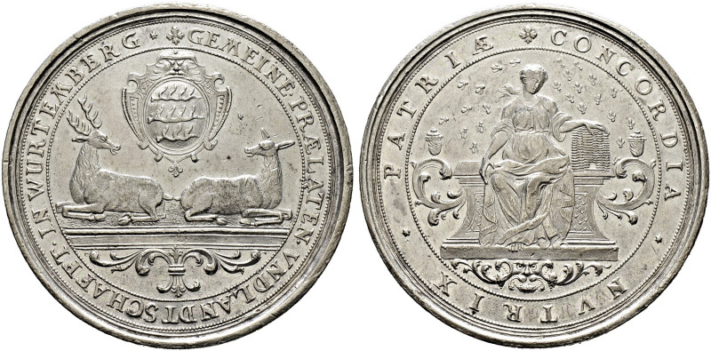 Württemberg-Landschaft. 

Silberne Landschaftsmedaille o.J. (1743/1744) von Ve...