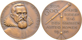 Württemberg-Personenmedaillen. Kepler, Johannes *1571 in Weil der Stadt, †1630 in Regensburg, Astronom, Physiker, Natur­philosoph und Mathematiker. 
...