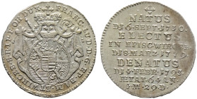 Würzburg-Bistum. Franz Ludwig von Erthal 1779-1795. 

Groschen 1795. Auf seinen Tod. Mit OR.DVX anstatt O.DVX sowie mit MARZ anstatt MERZ. Helm. 928...