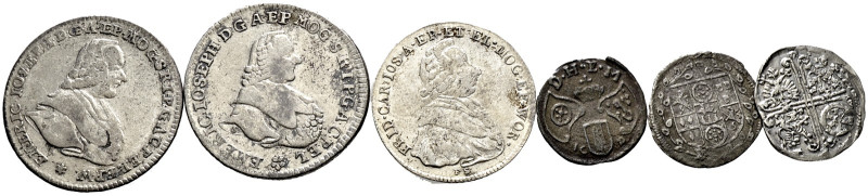 6 Stücke: Erzbistum MAINZ. Kleinmünzen, dabei 1/2 Batzen 1629, Dreier 1677, Albu...
