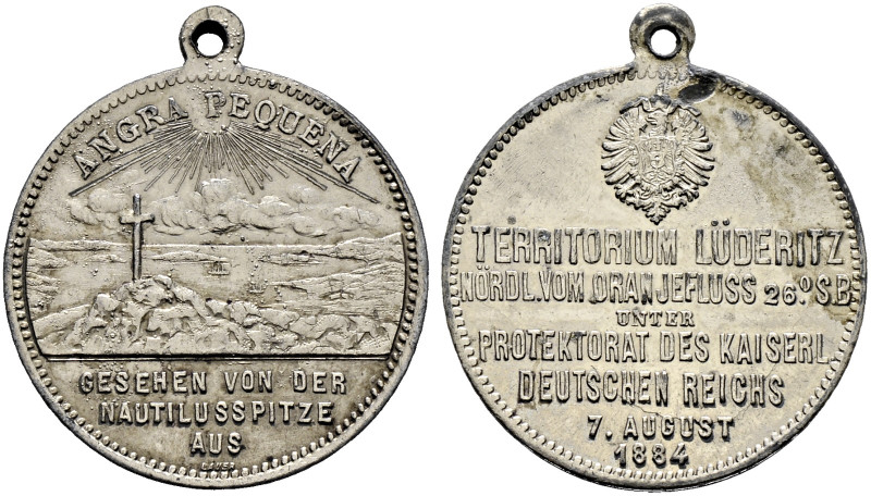 Nebengebiete. DEUTSCH-SÜDWESTAFRIKA. 

Tragbare, versilberte Bronzemedaille 18...