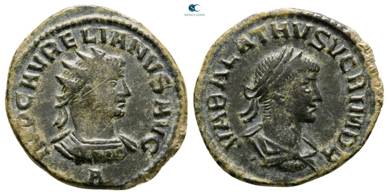 Aurelian and Vabalathus AD 270-275. Antioch
Antoninianus Æ

21 mm, 3,41 g

...