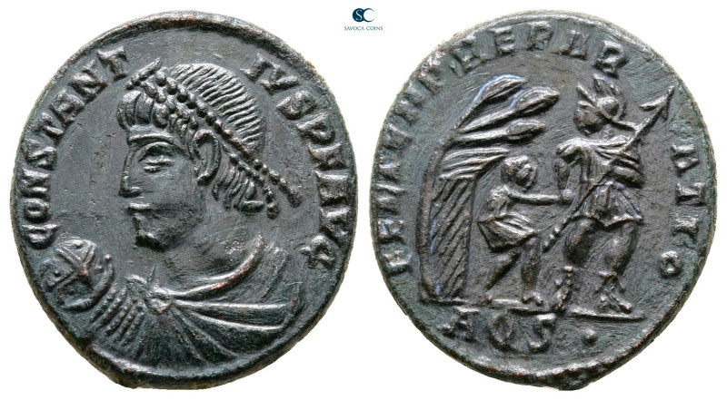 Constantius II AD 347-361. Aquileia
Follis Æ

21 mm, 4,41 g



Good Very ...