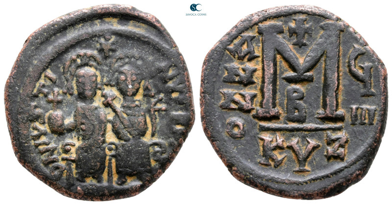 Justin II and Sophia AD 565-578. Cyzicus
Follis or 40 Nummi Æ

28 mm, 12,95 g...