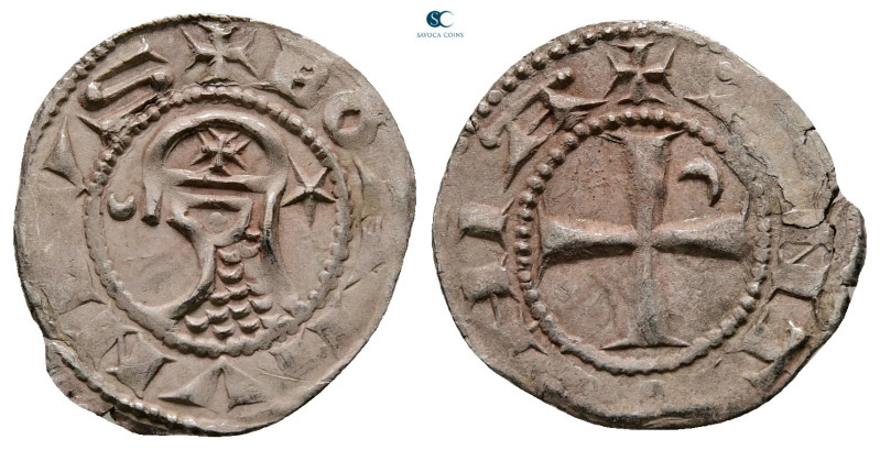 Principality of Antioch. Antioch. Bohemond III AD 1163-1201. 
Denier AR

18 m...