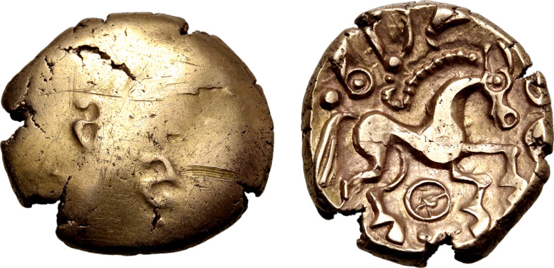 Britannia, Eastern North Thames AV Stater. Circa 60-20 BC. 'SS' type. Two revers...