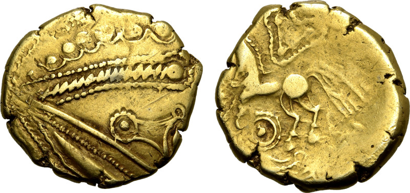 Northeast Gaul, the Remi AV Stater. Circa late 2nd - mid 1st century BC. Devolve...
