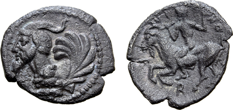 Sicily, Himera AR Litra. Circa 420 BC. Forepart of winged sphinx to left, with b...