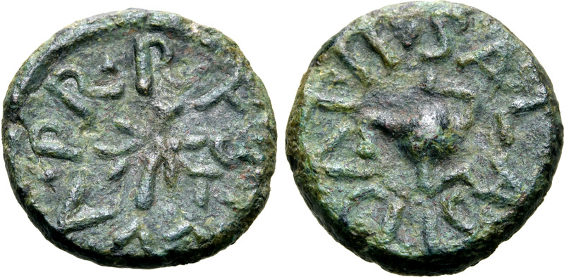 Sicily, Panormos Æ 17mm. After 241 BC. P. F. Silva, praetor, and Salasi(us) Luci...