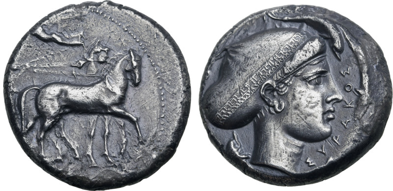 Sicily, Syracuse AR Tetradrachm. Time of the Second Democracy, circa 420 BC. Uns...