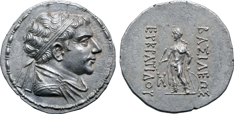 Greco-Baktrian Kingdom, Eukratides II Soter AR Tetradrachm. Circa 145-140 BC. Di...