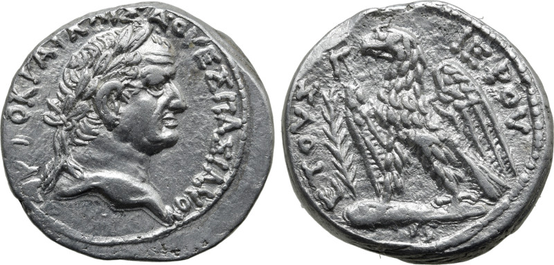 Vespasian AR Tetradrachm of Antioch, Seleucis and Pieria. Dated 'New Holy Year' ...