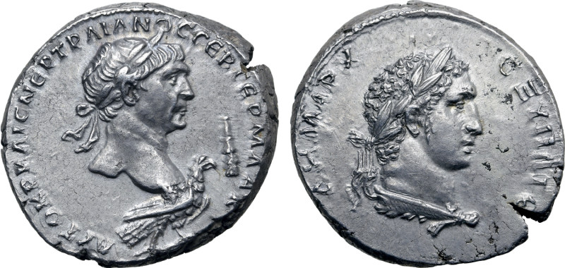 Trajan AR Tetradrachm of Antioch, Seleucis and Pieria. AD 103-111. AYTOKP KAIC N...