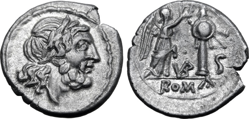 VB Series AR Half Victoriatus. Uncertain mint, 211-208 BC. Laureate head of Jupi...