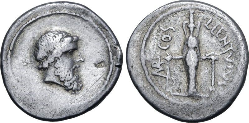 L. Cornelius Lentulus and C. Claudius Marcellus AR Denarius. Asia, 49 BC. Head o...