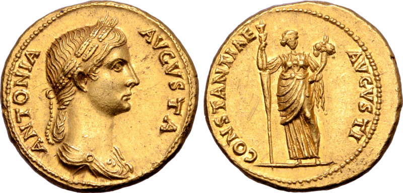 Antonia (mother of Claudius) AV Aureus. Rome, AD 41-45. ANTONIA AVGVSTA, draped ...