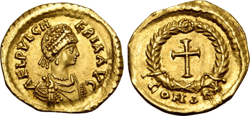 Aelia Pulcheria (sister of Theodosius II) AV Tremissis. Constantinople, AD 444. ...