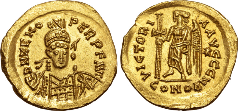 Pseudo-Imperial, Odovacar (Odoacer) AV Solidus. In the name of Zeno. Ravenna, AD...