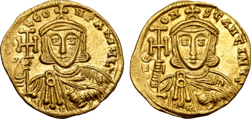 Constantine V Copronymus, with Leo III, AV Solidus. Constantinople, AD 742-745. ...