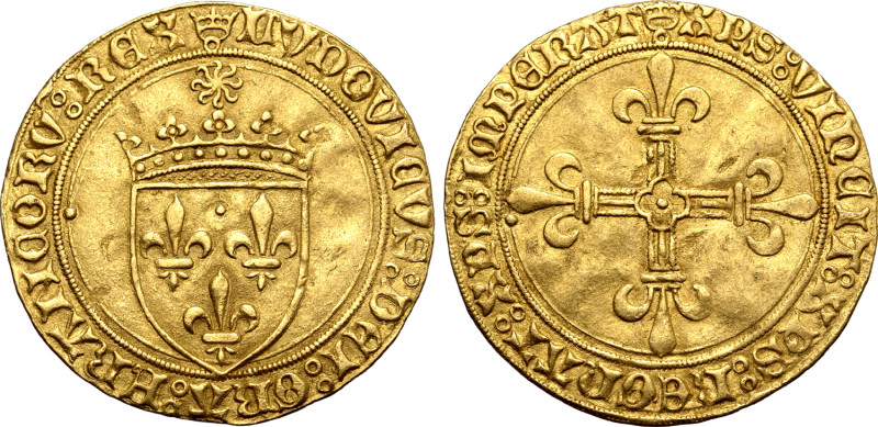 France, Kingdom. Louis XI le Prudent (the Prudent) AV Écu d'or au soleil. Châlon...