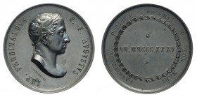 Regno Lombardo Veneto - Ferdinando I medaglia a ricordo della salita al trono 1835, opus Zapparelli, Br, 46mm, 40g, R, qFDC