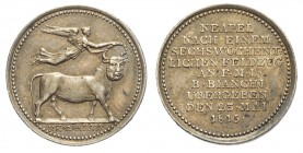 Regno Due Sicilie - Medaglia a ricordo della resa della fortezza di Napoli 1815, Ag, 19mm, 2g, R, BB+