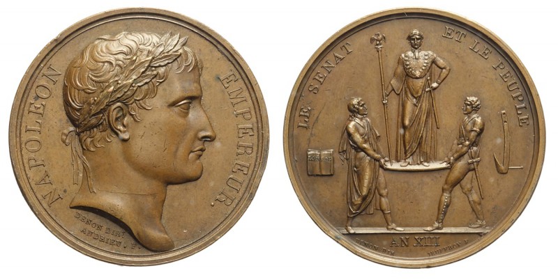 Napoleone - Medaglia a ricordo dell'incoronazione a Parigi 1804, eletto dal Sena...