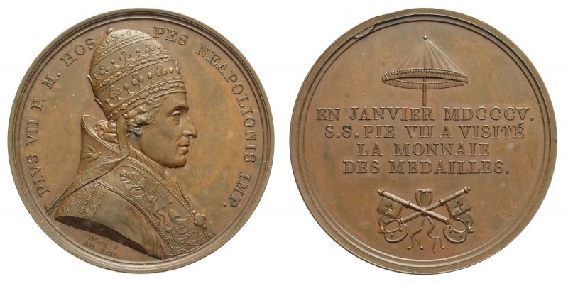 Pio VII - Medaglia a ricordo della visita del Pontefice alla Zecca di Parigi 180...