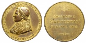 Pio IX - Medaglia per l'amnistia voluta dal pontefice 1846, in galvanoplastica, opus Castiglioni, Br dorato, 49mm, qSPL