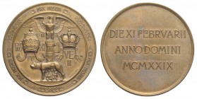 Pio XI - Medaglia a ricordo dei Patti Lateranensi fra Stato e Chiesa Cristiana 1929, opus A.Casanova, Br, 41mm, 32g, FDC