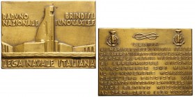 Brindisi - Placchetta a ricordo del raduno nazionale dei Marinai 1933, opus M. Nelli, Br, 66x48mm, 94g, SPL+