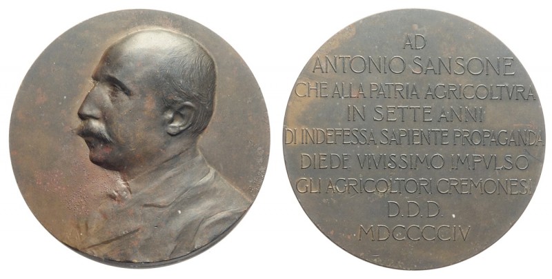 Cremona - Medaglia in onore a Antonio Sansone insegnante della cattedra di agric...