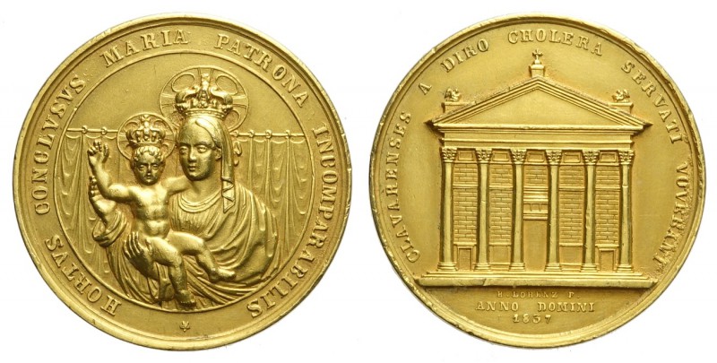 Chiavari - Medaglia Santa Maria dell'Orto a protezione del colera 1837, opus Lor...