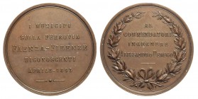 Medaglia in onore all'Ingegnere Alessandro Perego direttore dei lavori della ferrovia Faenza-Firenze 1893, Br, 44mm, 36g, qFDC