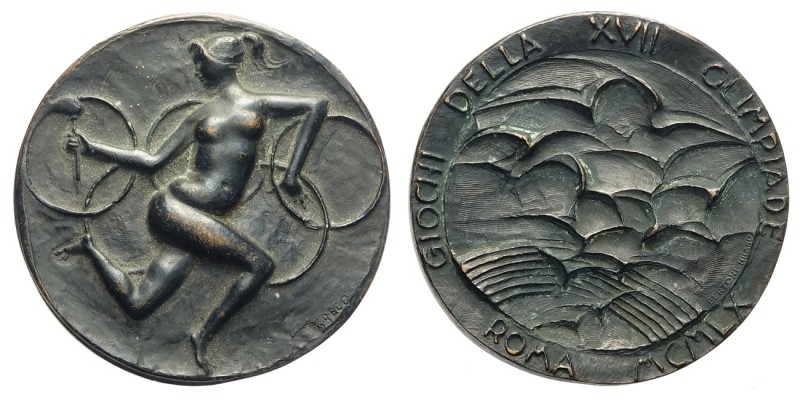 Roma - Medaglia data ai partecipanti dell'Olimpiade del 1960, opus Greco, Br, 54...