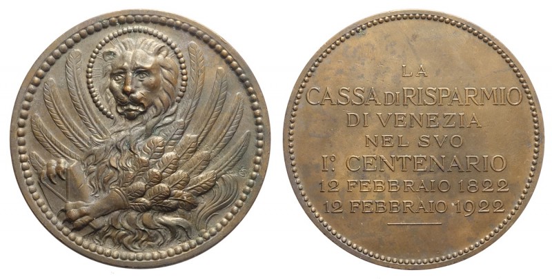 Venezia - Medaglia per il centenario della Cassa di risparmio 1822-1922, Br, 60m...