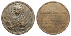 Venezia - Medaglia per il centenario della Cassa di risparmio 1822-1922, Br, 60mm, 88g, R, qSPL