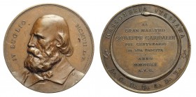 Giuseppe Garibaldi - Medaglia della Massoneria Italiana nel centenario della nascita 1807-1907, opus P.Ferrea, Br, 55mm, 79g, RR, segnetto al bordo al...