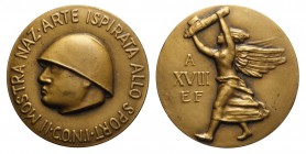 Medaglia a ricordo della II mostra nazionale di arte ispirata allo sport CONI 1940, Br, 50mm, 89g, R, qFDC