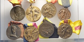 Serie delle prime 8 medaglie delle adunate degli artiglieri durante il perido fascista con nastri originali: Torino 1930, Piave 1933, Napoli 1934, Fir...