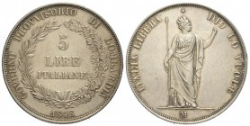 Milano, Governo Provvisorio, 5 Lire 1848, Pag. 213 Ag mm 37 g 24,99, BB-SPL