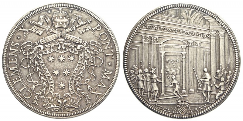 Roma, Clemente X, Piastra 1675, Ag mm 44 g 31,49, lievi tracce di appiccagnolo d...