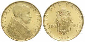 Roma, Pio XII, 100 Lire 1958, Rara Au mm 20,7 g 5,19, q.FDC