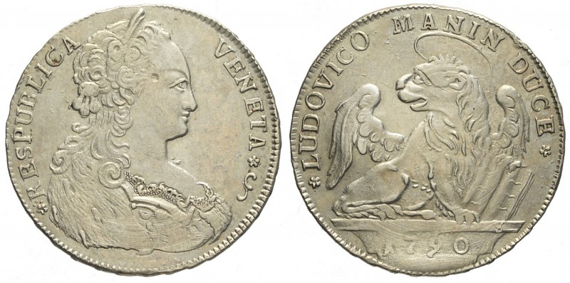 Venezia, Ludovico Manin, Mezzo Tallero per il Levante 1790, Ag mm 33 g 14,08, mo...