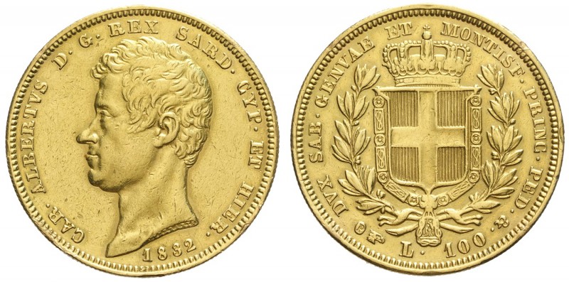 Savoia, Carlo Alberto, 100 Lire 1832 Torino, Au mm 34 g 32,15 proveniente da mon...