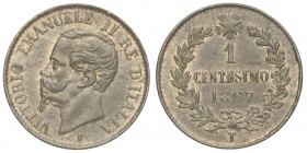 Regno d'Italia, Vittorio Emanuele II, Centesimo 1867 Torino, RR Cu mm 15 SPL-FDC