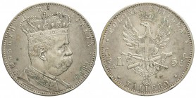 Regno d'Italia, Umberto I Colonia Eritrea, 5 Lire 1891, Rara Ag mm 40 g 28,07 alcuni colpetti probabilmente di montatura altrimenti BB+
