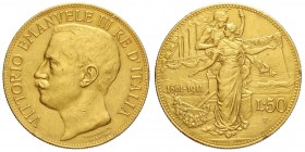 Regno d'Italia, Vittorio Emanuele III, 50 Lire 1911, Rara Au mm 28 g 16,12, da montatura altrimenti q.SPL