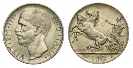 Regno d'Italia, Vittorio Emanuele III, 10 Lire 1926, Rara Ag mm 27 g 9,99, BB-SPL